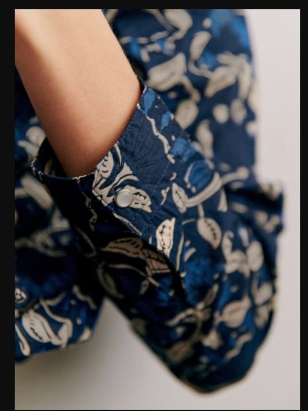 Sézane Navy & Cream Floral Pierro Shirt Santorini Print 100% Cotton - Picture 3 of 7